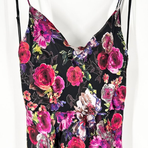 NWT Alice + Olivia Christina Silk Blend Floral Maxi Dress in Midnight Rose - Picture 4 of 9